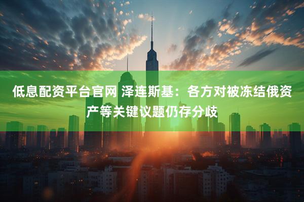 低息配资平台官网 泽连斯基：各方对被冻结俄资产等关键议题仍存分歧