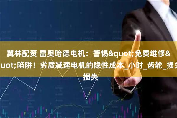 翼林配资 雷奥哈德电机：警惕"免费维修"陷阱！劣质减速电机的隐性成本_小时_齿轮_损失